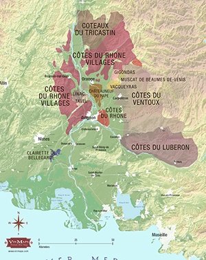 Rhône Valley map