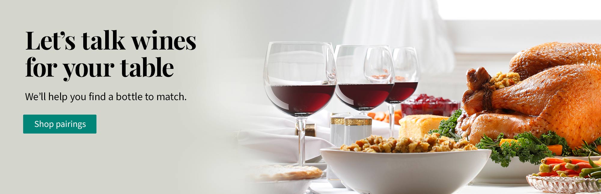 All the fixings for a fab Thanksgiving. We'll help you find a bottle to match.