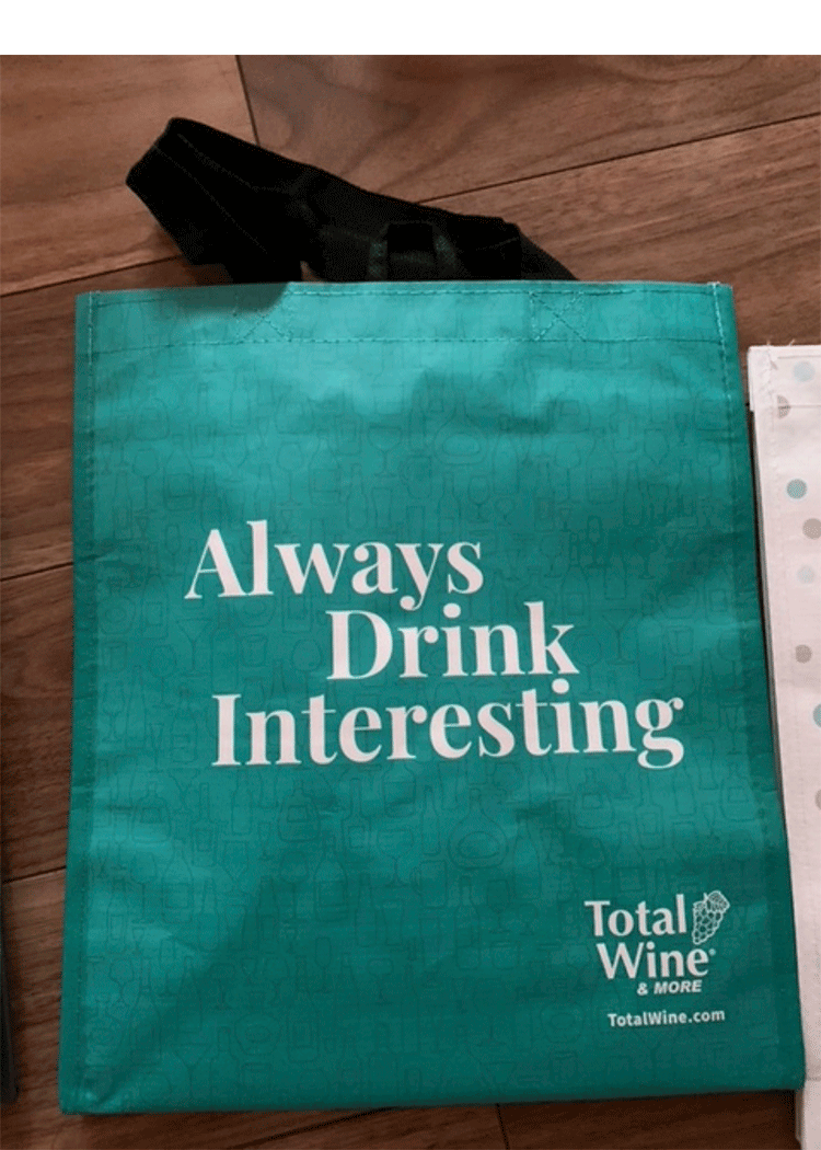 Reusable 6 Bottle Bag Wine Down/Drink Beer Total Wine & More