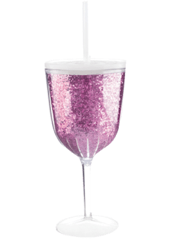 Slant Hot Pink Glitter Wine Glass | Total Wine & More
