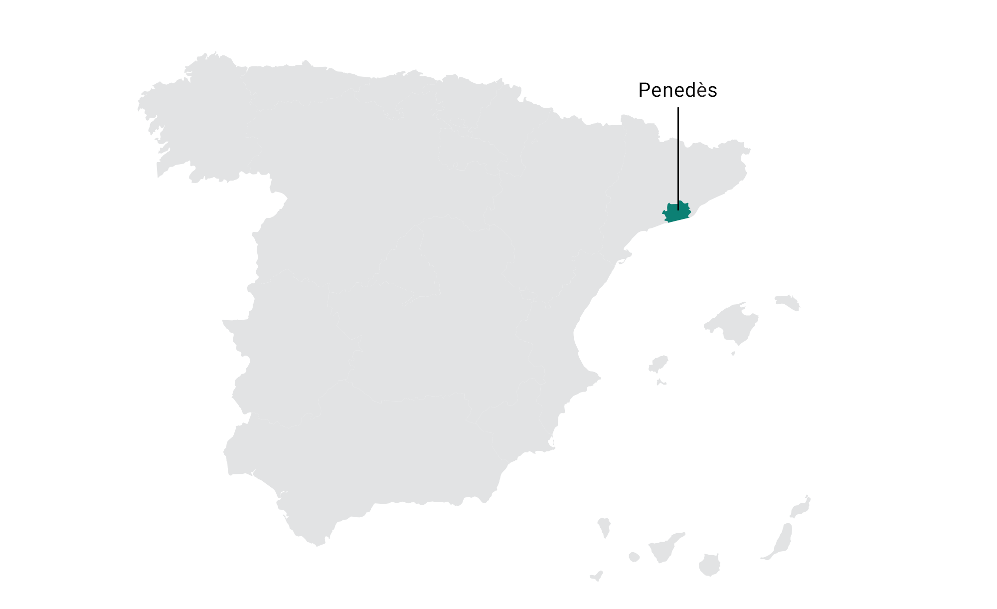 Map of Spain sparkling wine regions: Penedes