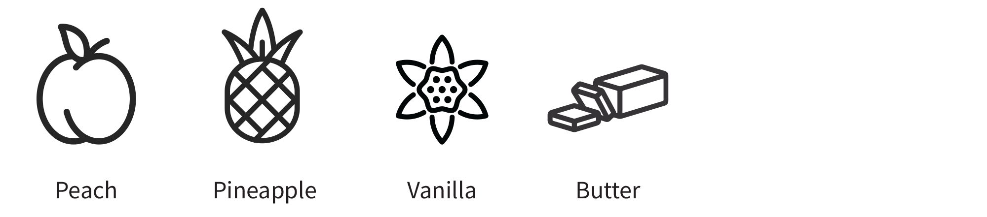 Icons of the chardonnay wine style flavor profile: peach, pineapple, vanilla, butter