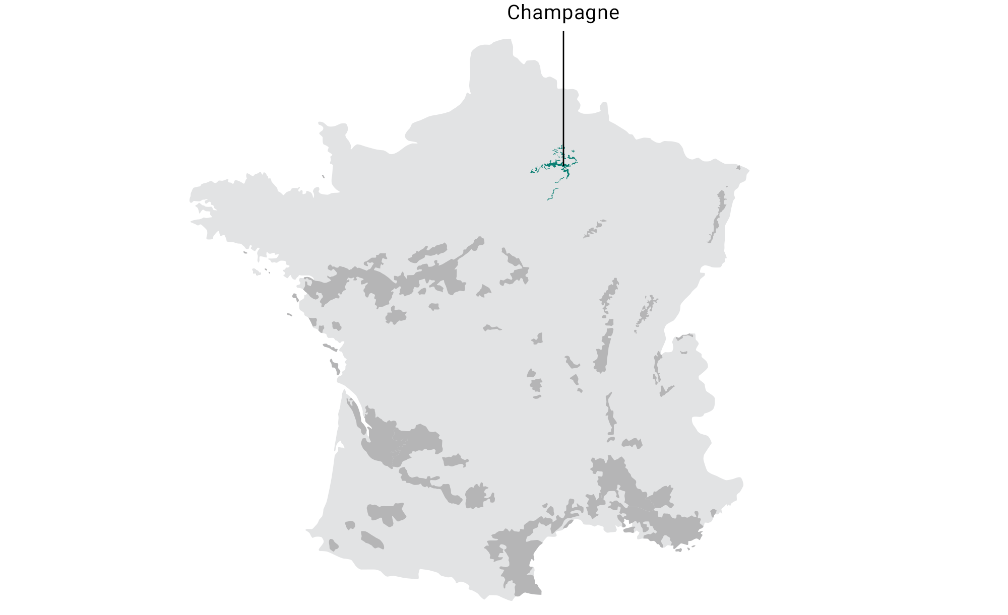 Map of French wine regions: Champagne