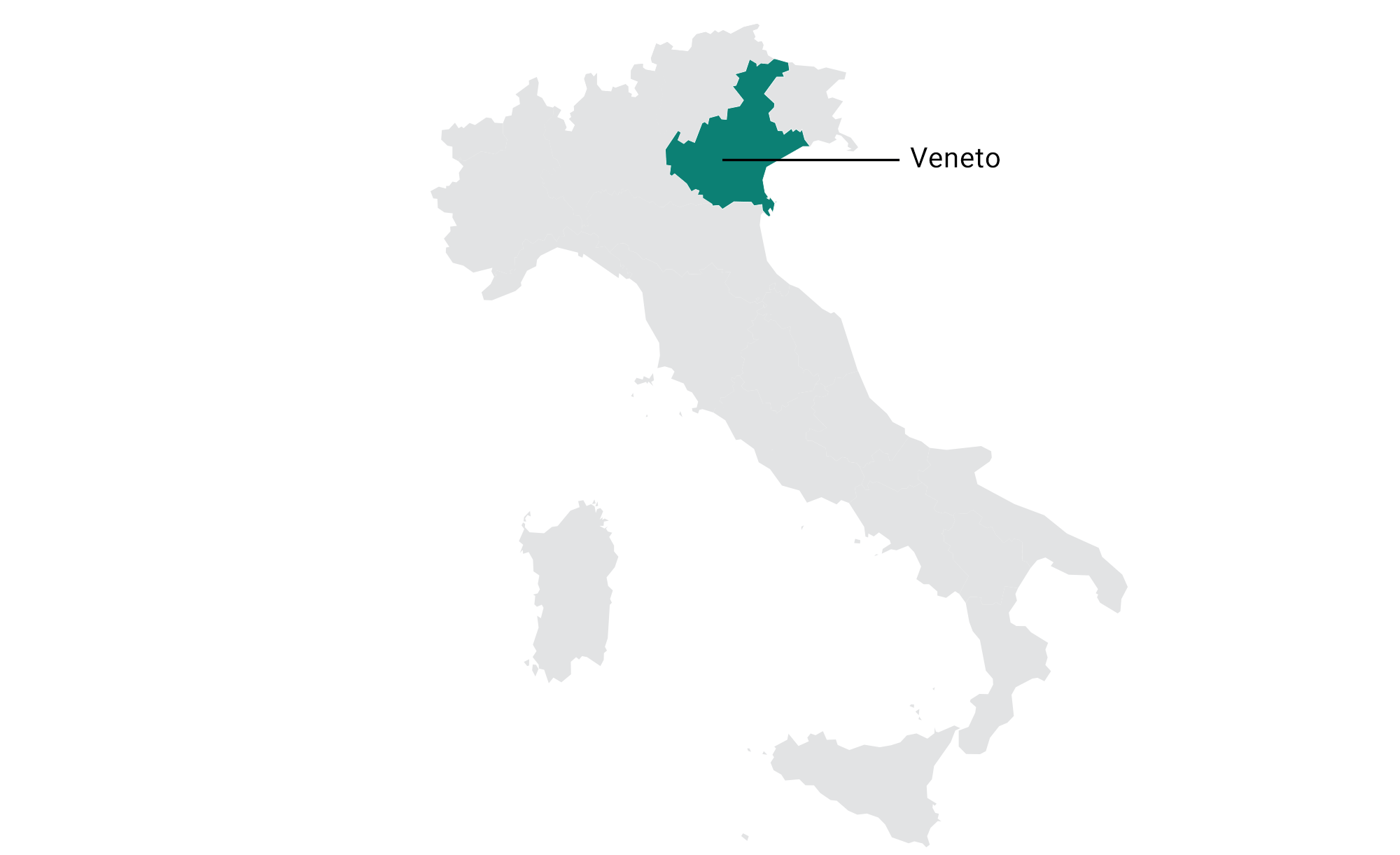 map of Veneto region in Italy