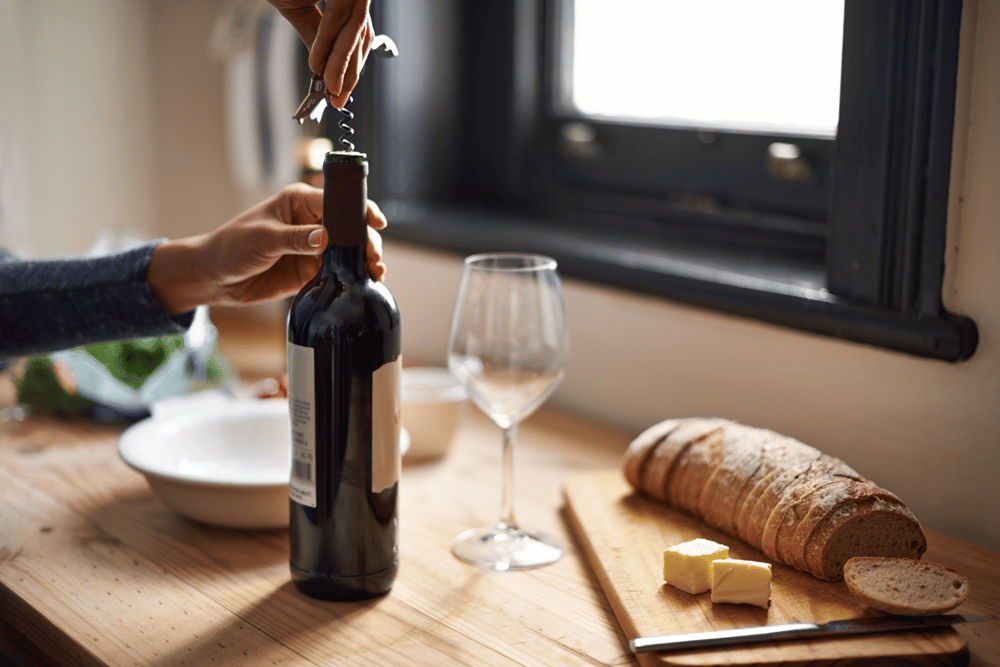 opening wine bottle