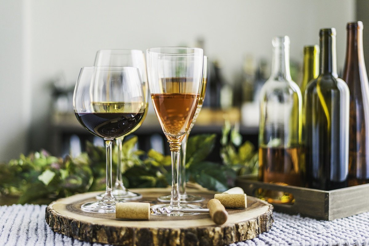 Collection of red and white wine ready for a tasting