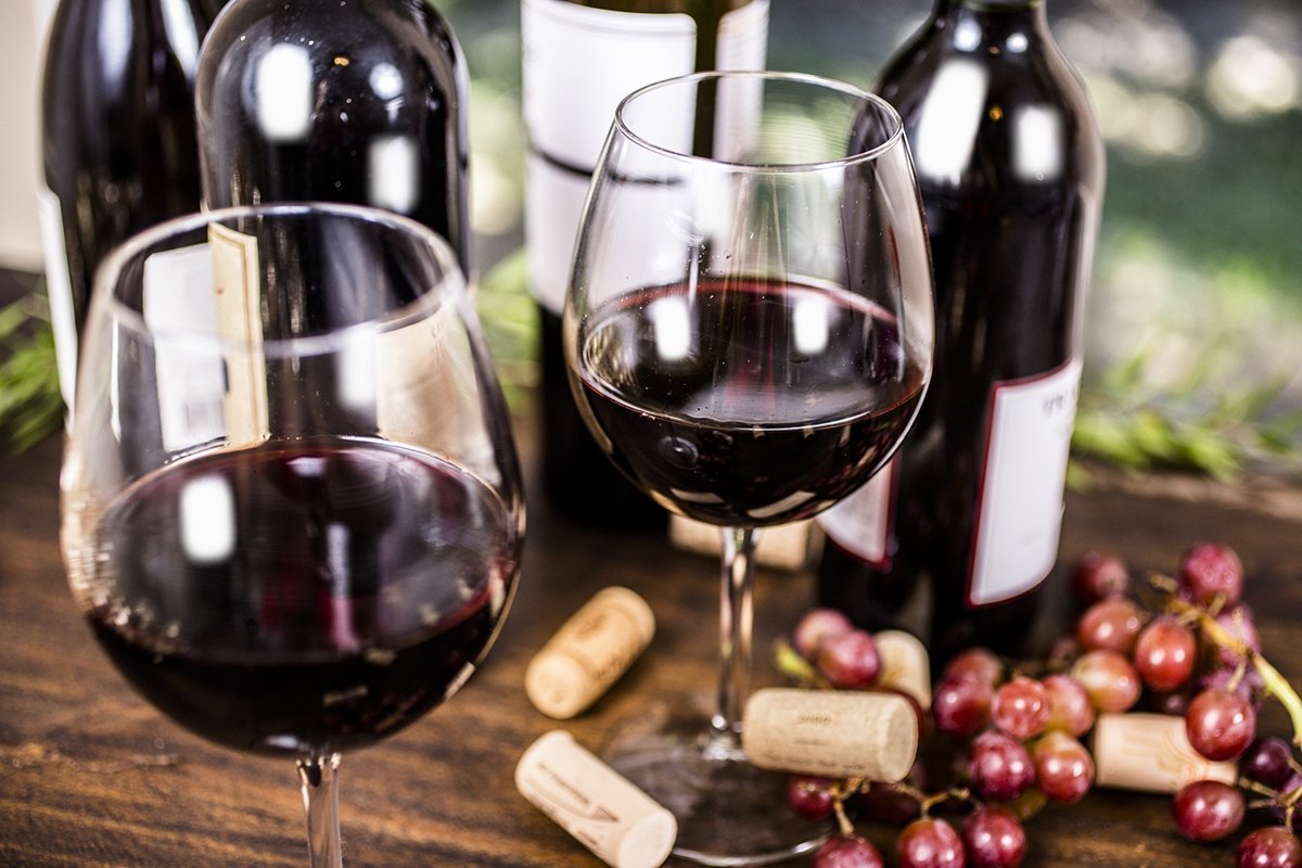 glasses of Syrah wine
