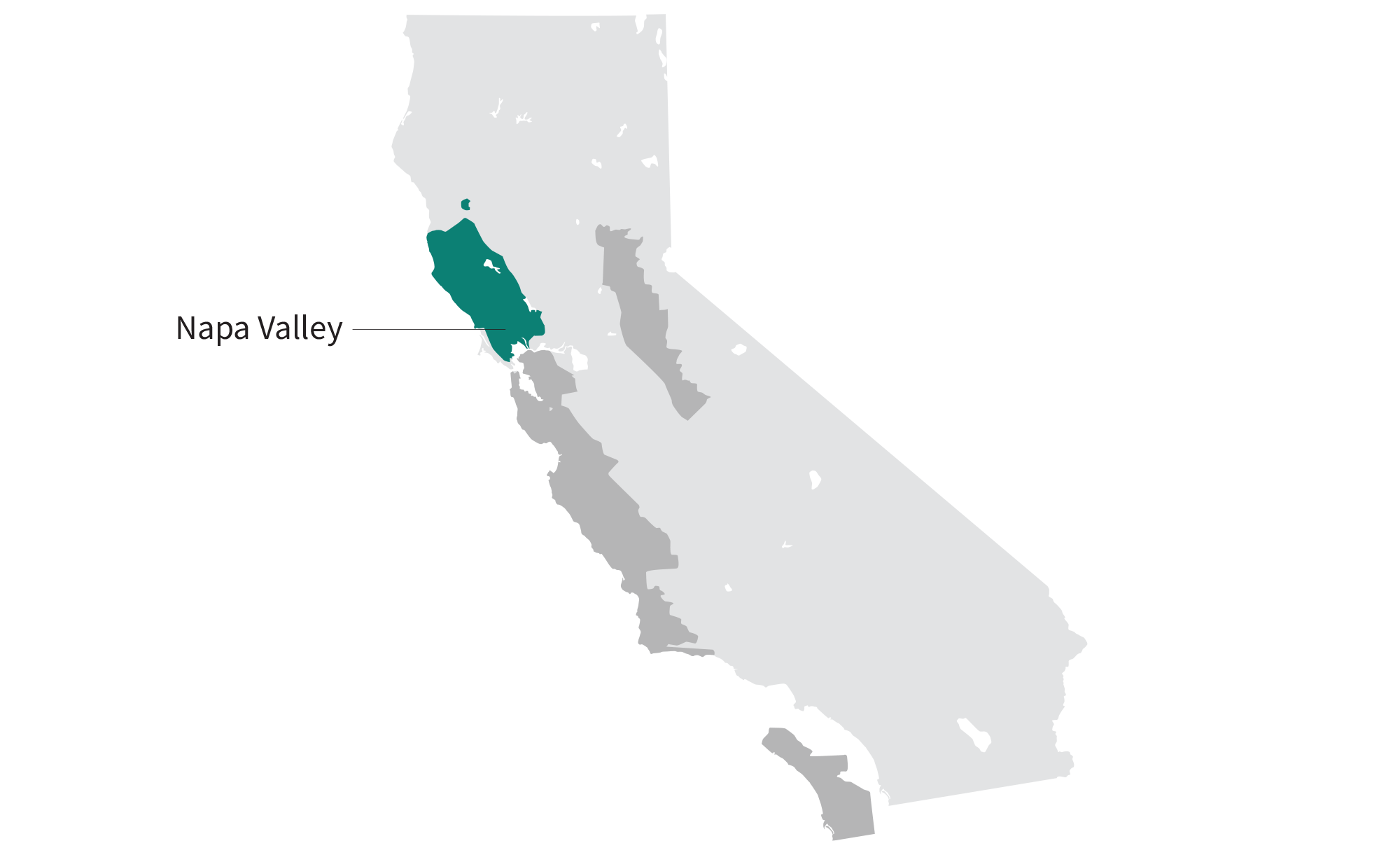 map of Merlot wine growing regions in California: Napa Valley