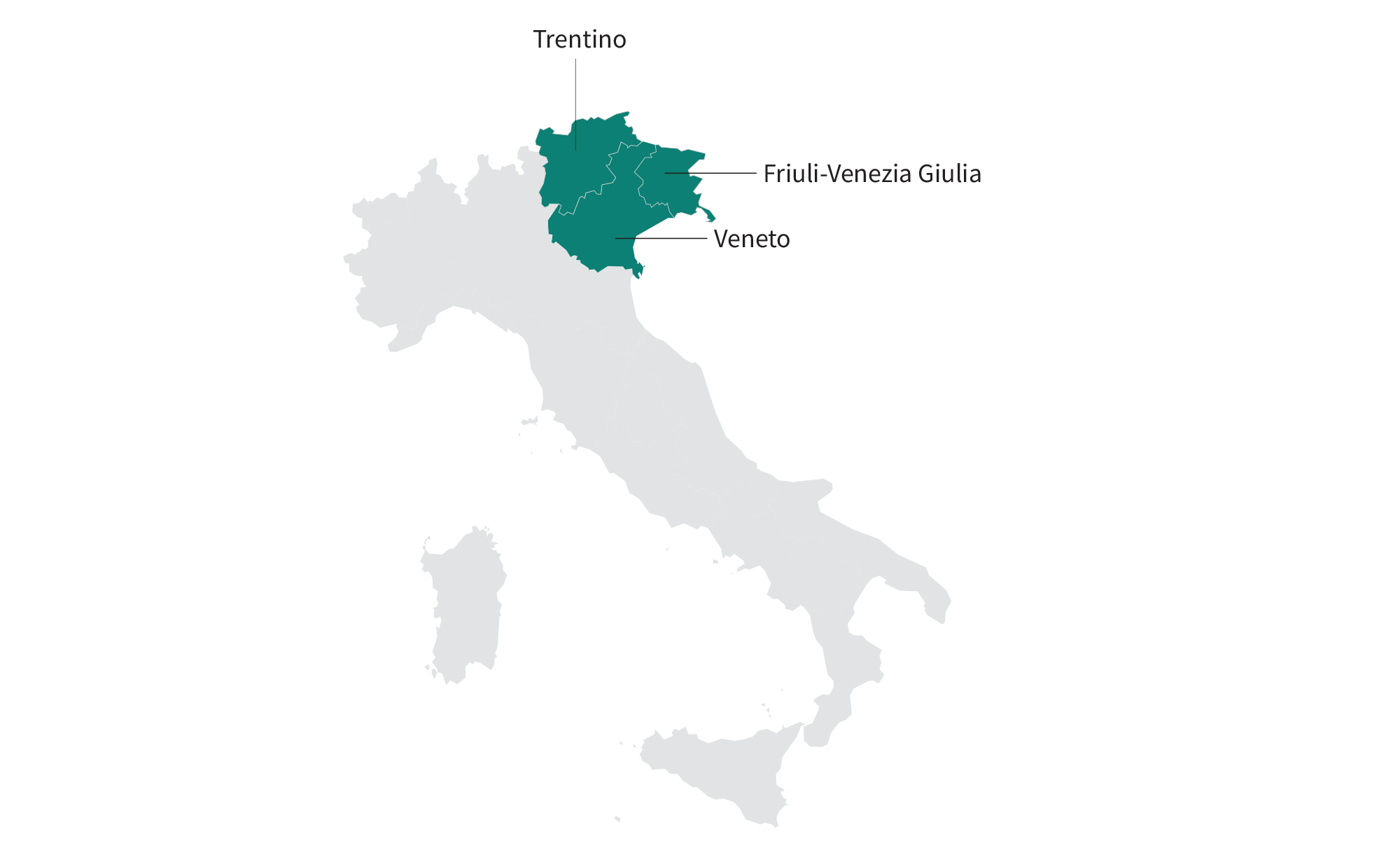 Pinot Grigio Italian wine regions: Trentino, Fruili-Venezia Giulia, Veneto
