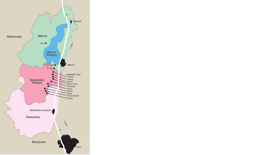 Map of Beaujolais wine region