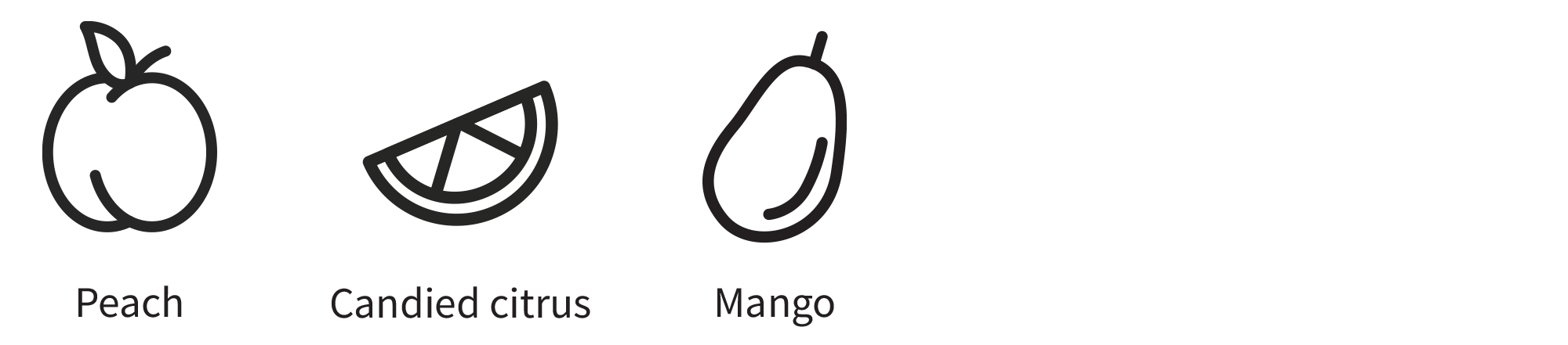 ice wine flavor icons peach citrus and mango