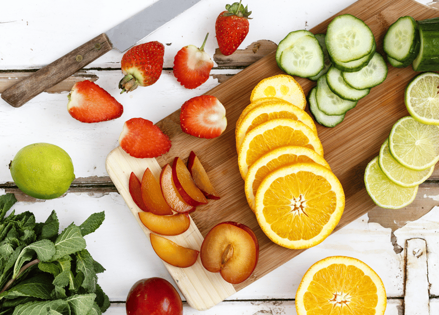 sliced fruit and vegetables