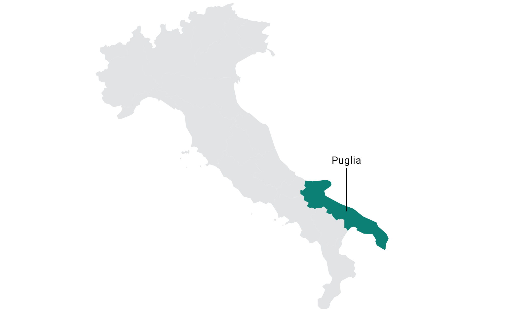 map of primitivo wine region in Italy: Puglia