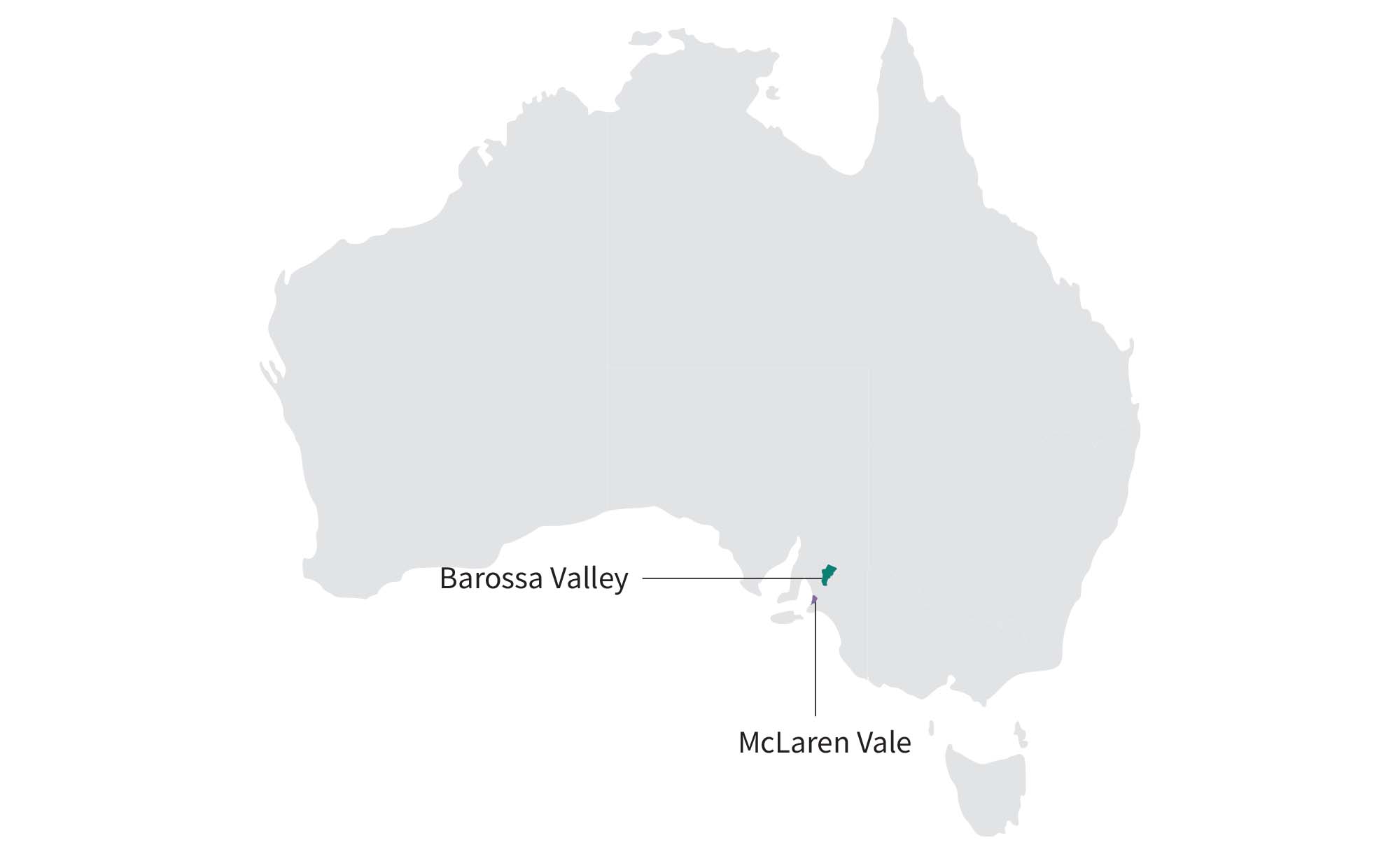 map of grenache winegrowing regions in Australia: McLaren Valley, Barossa Valley