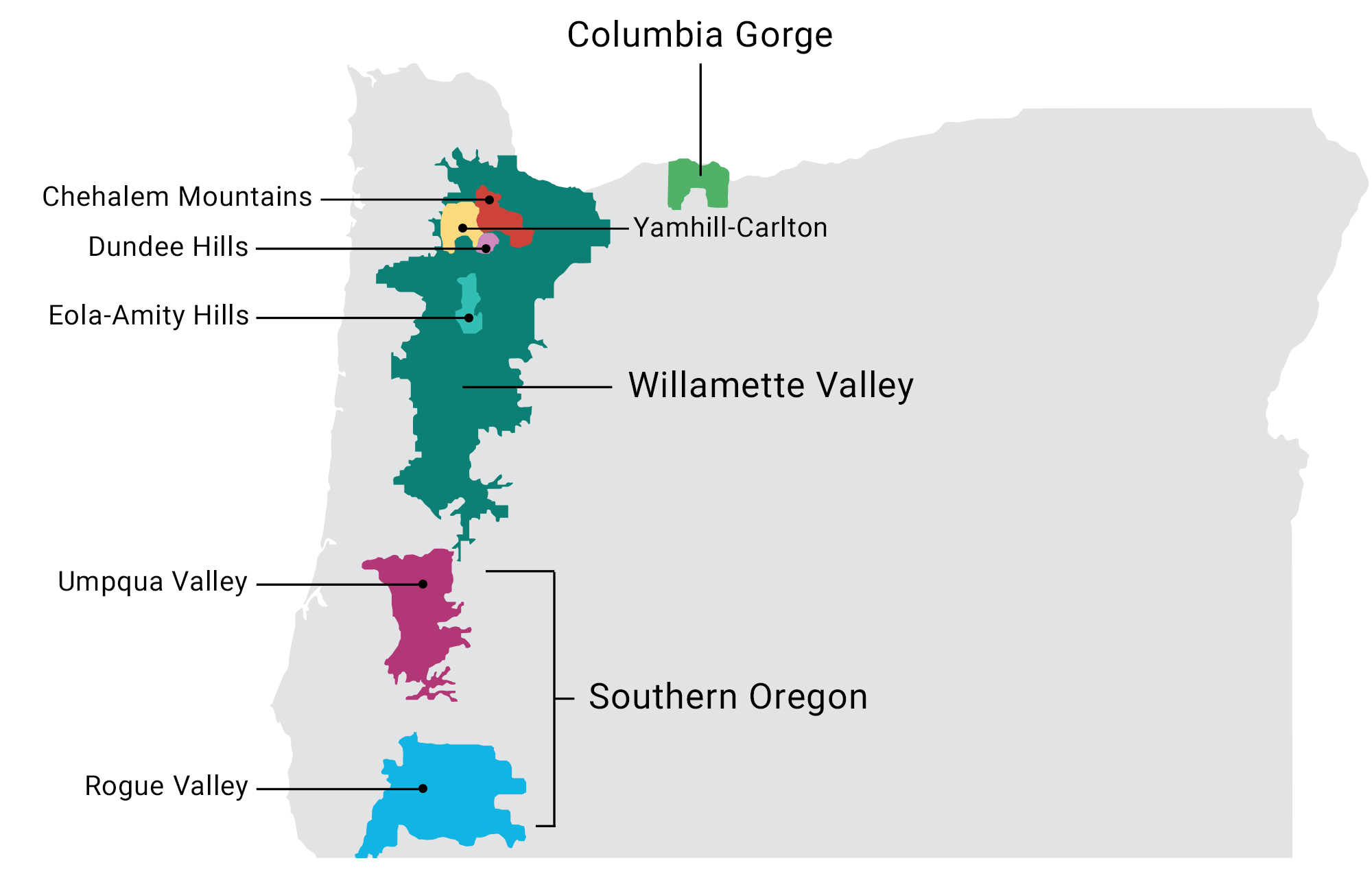 map of Oregon wine regions