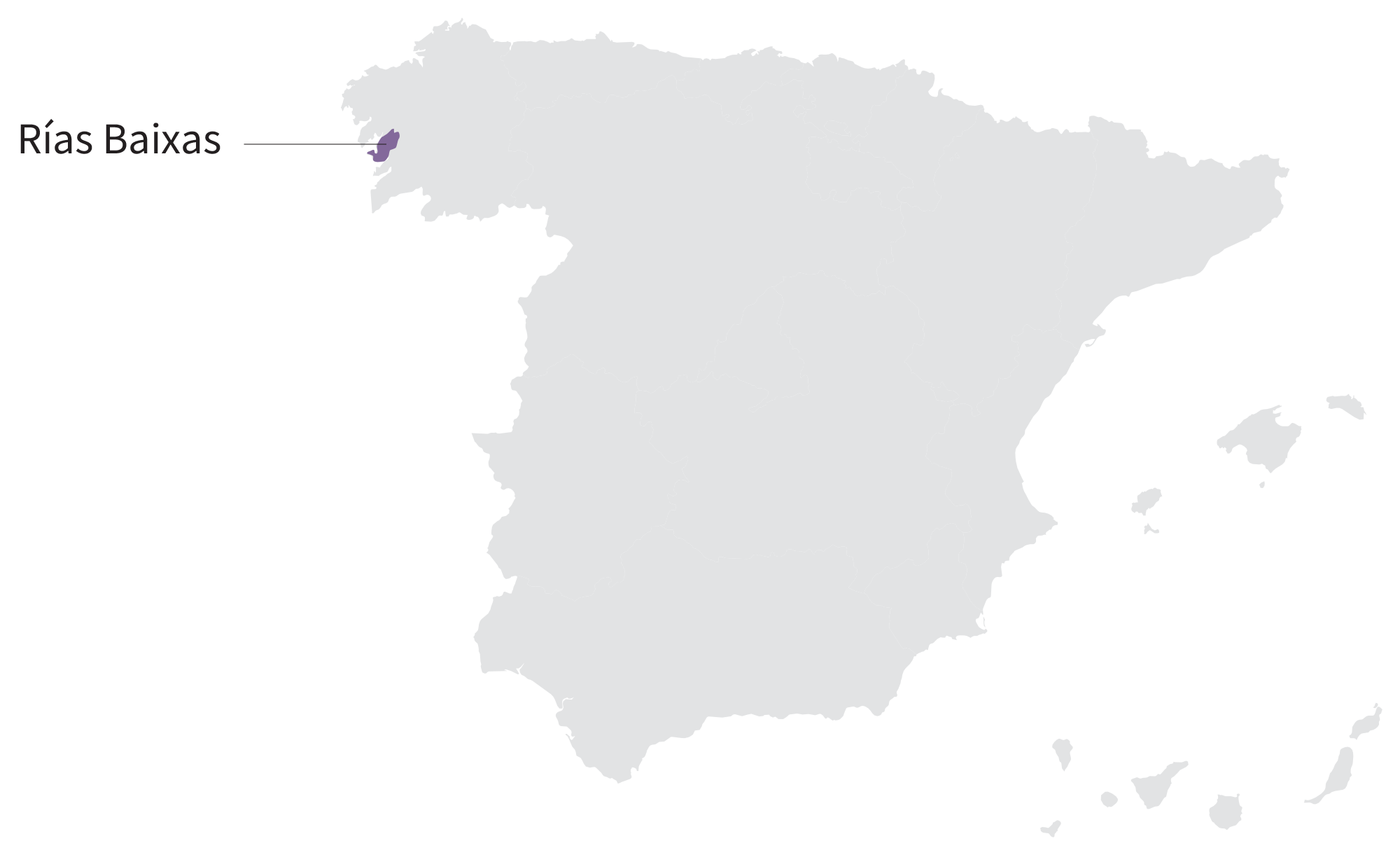 map of albarino winegrowing regions in Spain: Rias Baixas