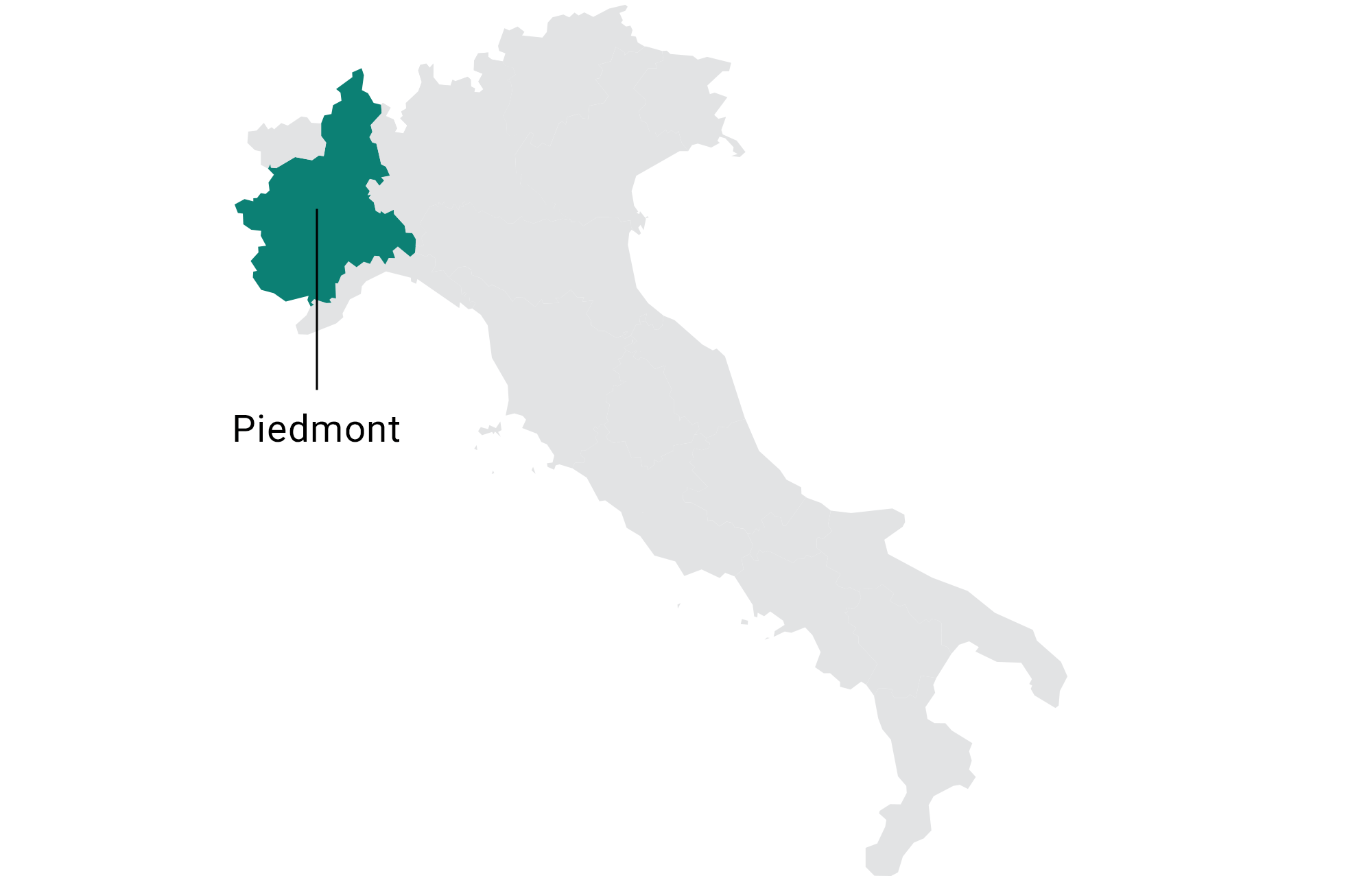map of barbera winegrowing regions in Italy: Piedmont