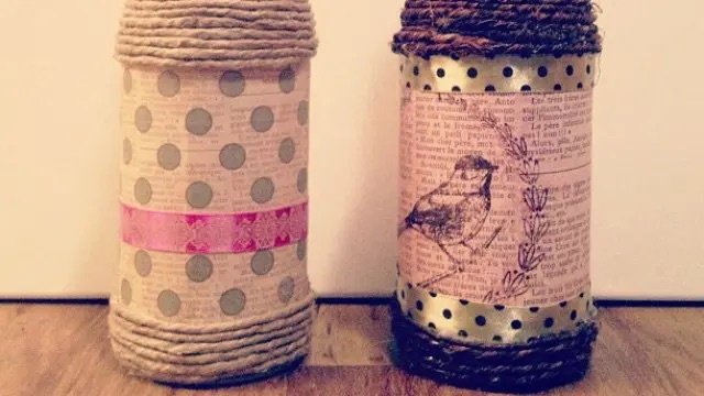 wine wrapped in twine